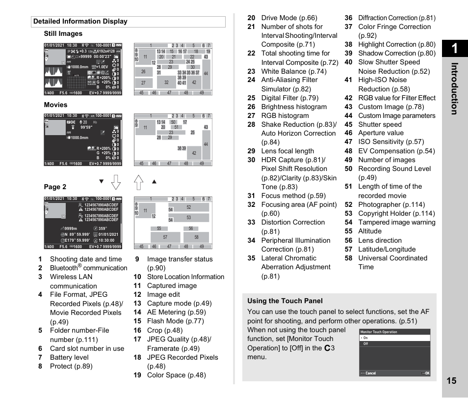 P.15) | Pentax K-3 Mark III DSLR Camera (Black) User Manual | Page 17 / 148