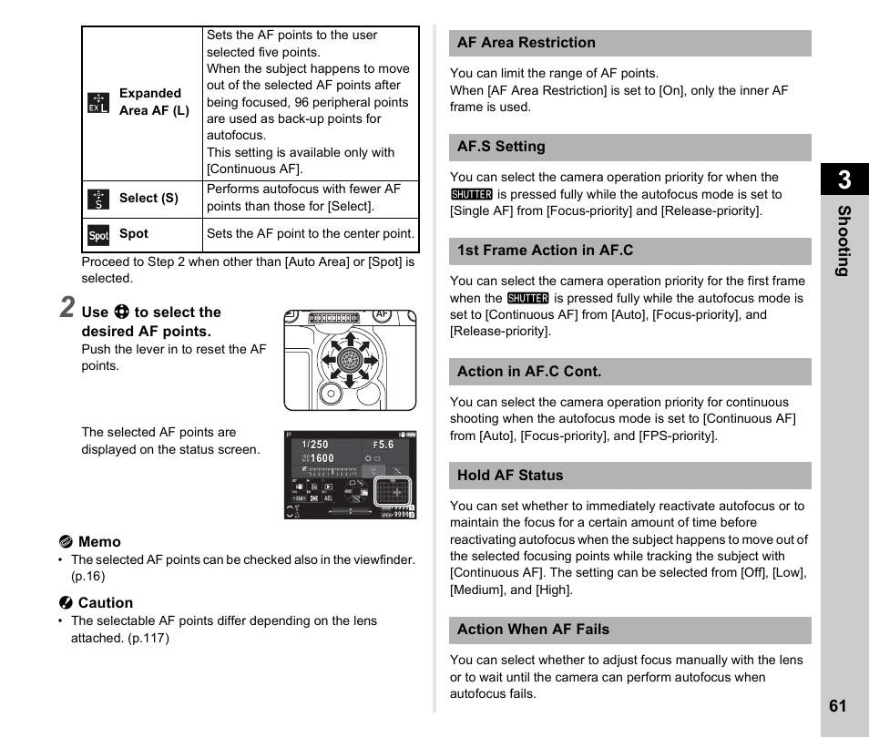 P.61), P.61, Shoo ting 61 | Pentax K-3 Mark III DSLR Camera (Black) User Manual | Page 63 / 148