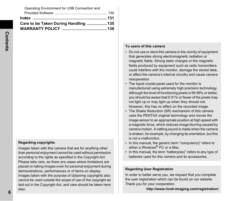 Co nte n ts 6 | Pentax K-3 Mark III DSLR Camera (Black) User Manual | Page 8 / 148