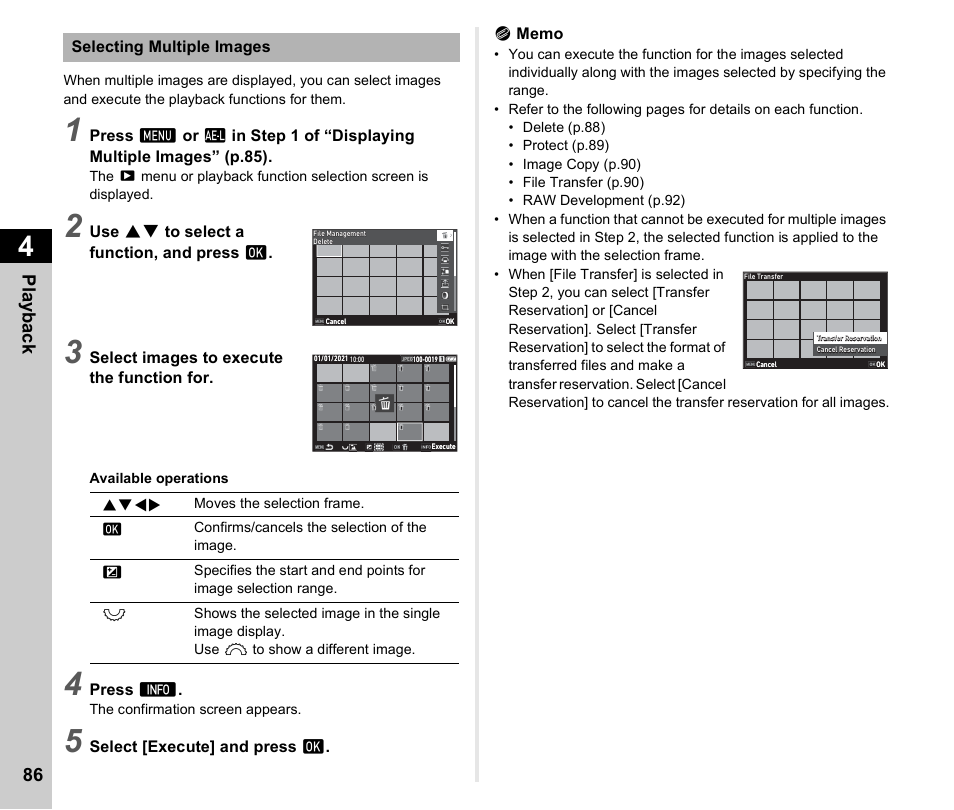 Pla y ba ck 86 | Pentax K-3 Mark III DSLR Camera (Black) User Manual | Page 88 / 148