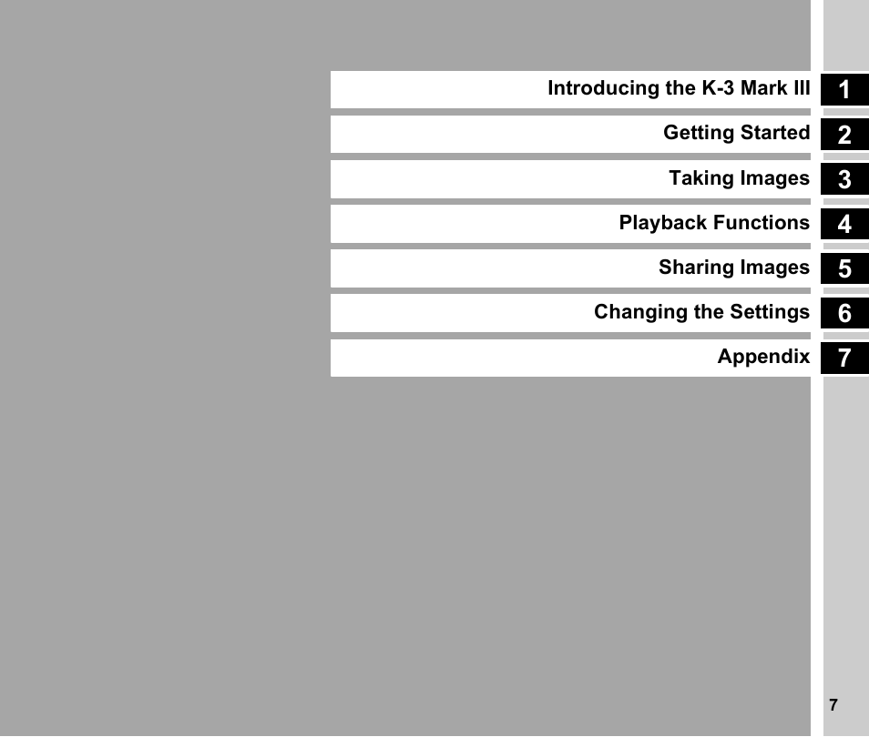 Pentax K-3 Mark III DSLR Camera (Black) User Manual | Page 9 / 148