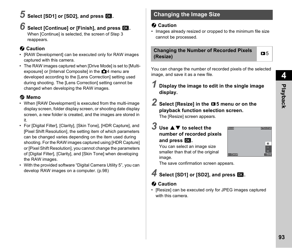 Changing the image size, P.93 | Pentax K-3 Mark III DSLR Camera (Black) User Manual | Page 95 / 148