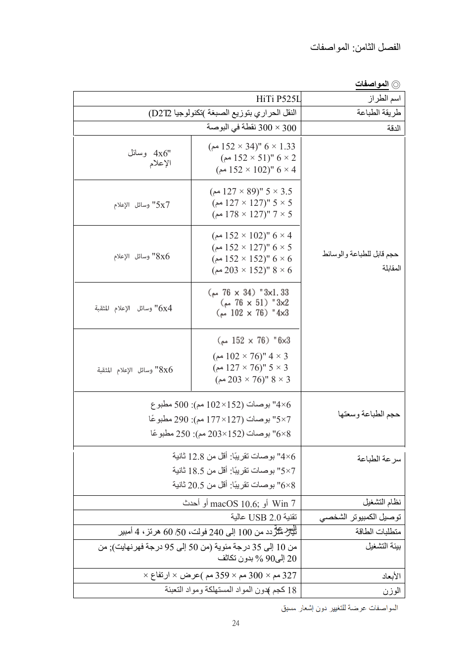لصفلا, نماثلا, تافصاوملا | HiTi P525L Photo Printer User Manual | Page 274 / 275