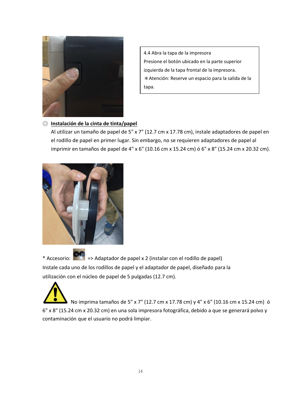 Instalación de la cinta de tinta/papel | HiTi P525L Photo Printer User Manual | Page 40 / 275