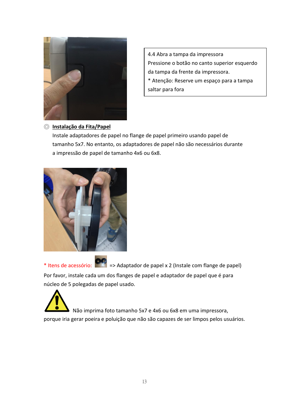 Instalação da fita/papel | HiTi P525L Photo Printer User Manual | Page 66 / 275