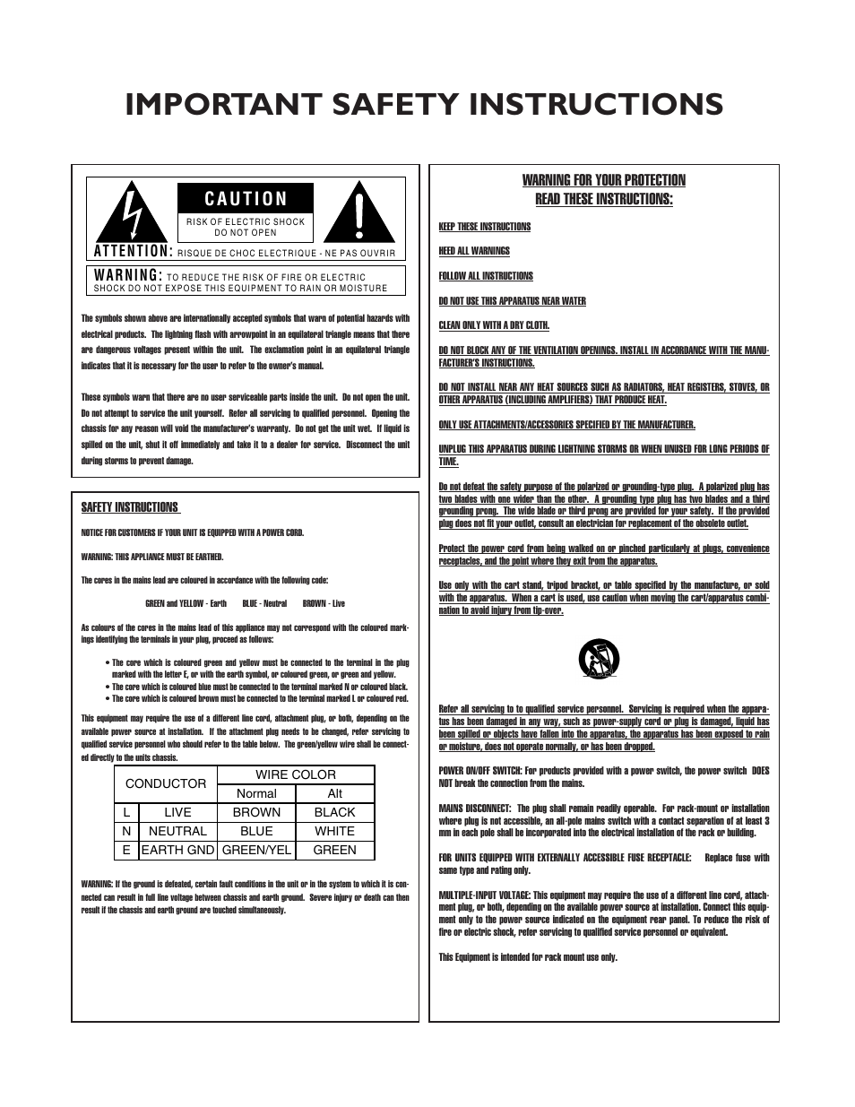 Important safety instructions | dbx Pro 12 Series User Manual | Page 2 / 44