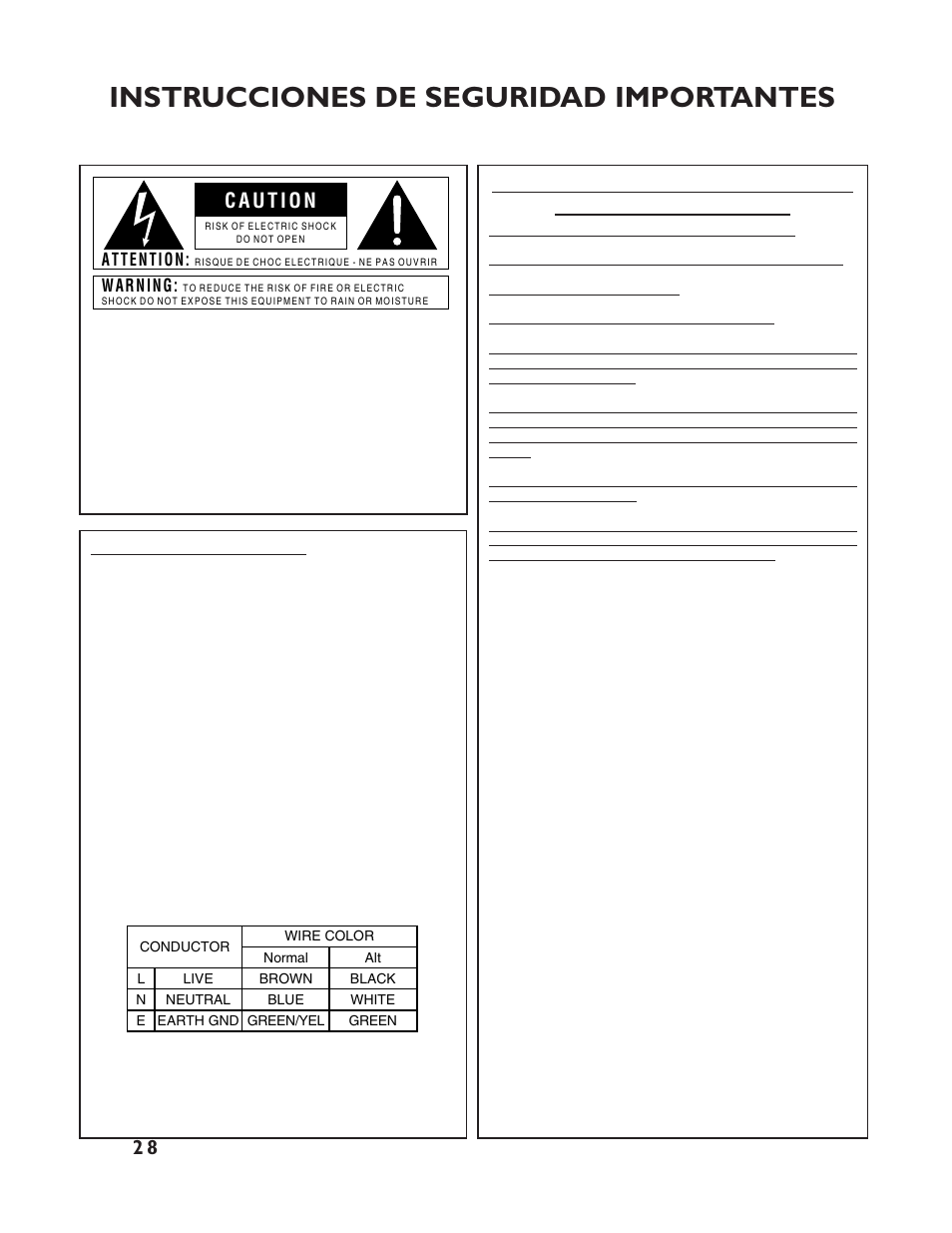 Instrucciones de seguridad importantes | dbx Pro 12 Series User Manual | Page 32 / 44