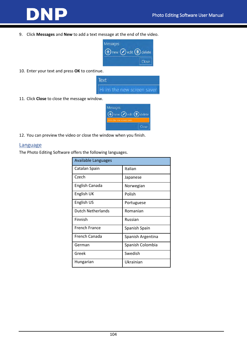 Language | DNP DS-Tmini Kiosk Order Terminal User Manual | Page 104 / 194