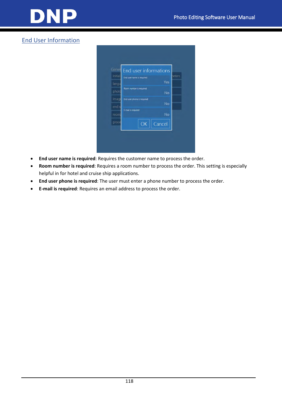 End user information | DNP DS-Tmini Kiosk Order Terminal User Manual | Page 118 / 194