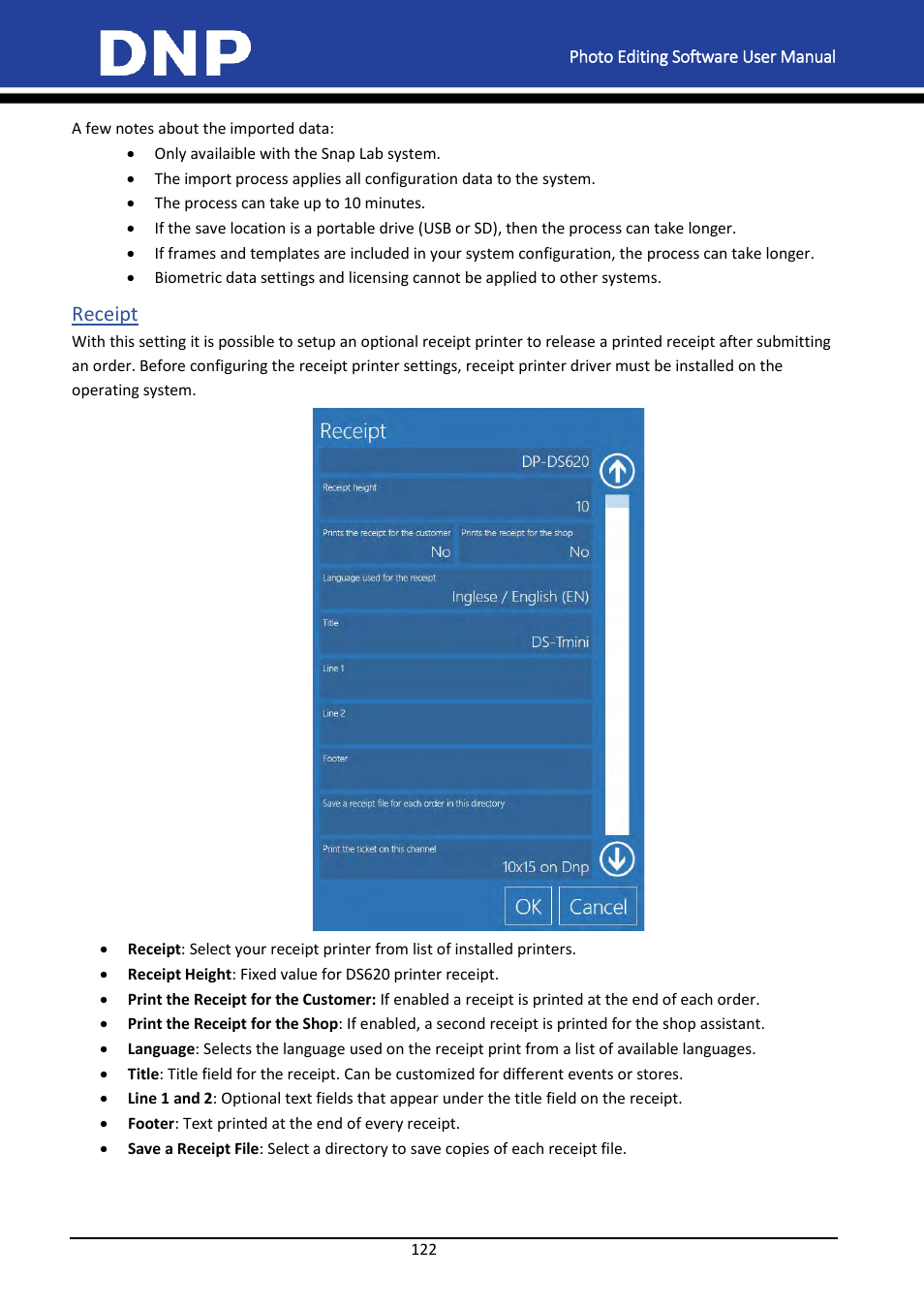 Receipt | DNP DS-Tmini Kiosk Order Terminal User Manual | Page 122 / 194