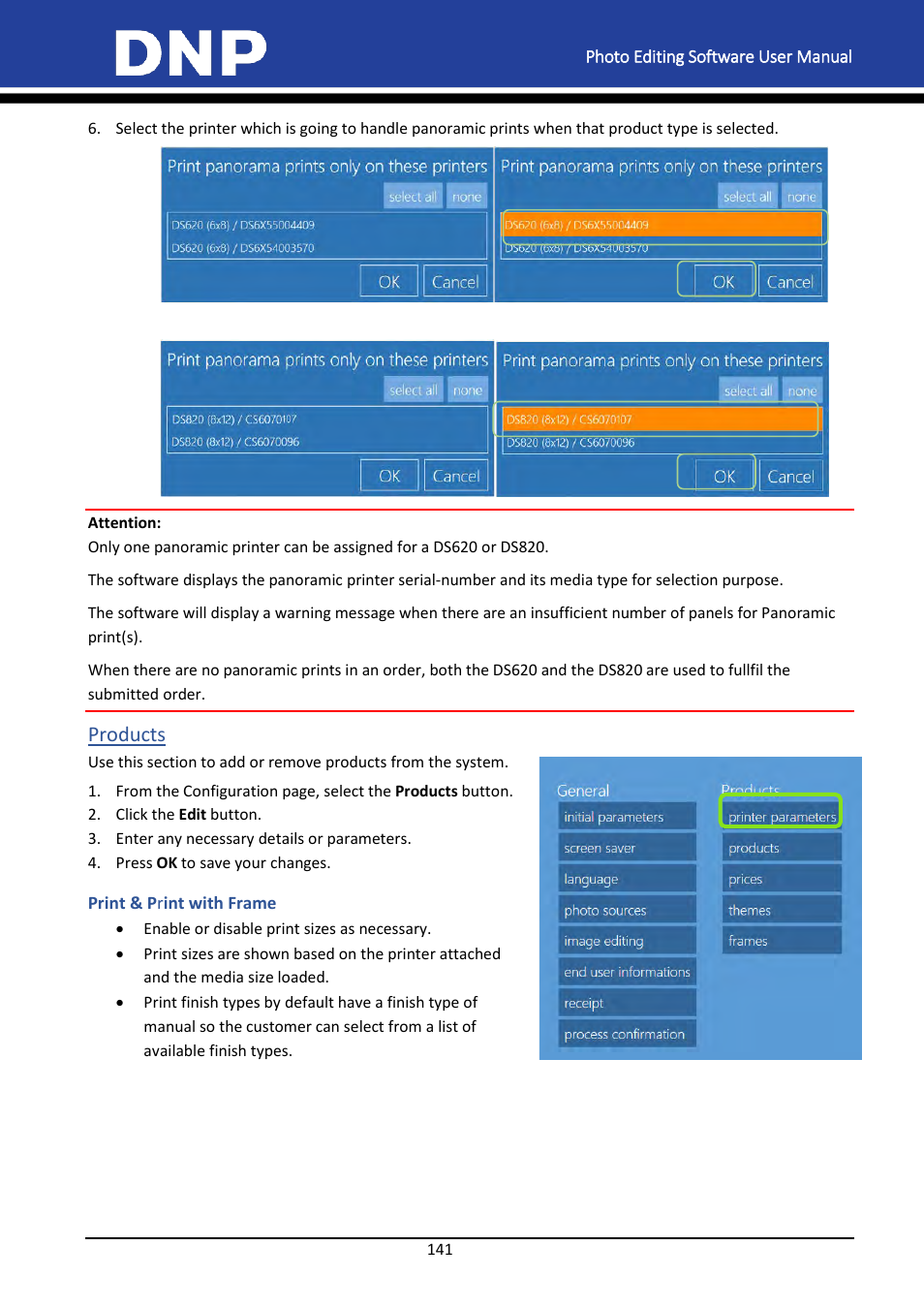 Products, Print & print with frame | DNP DS-Tmini Kiosk Order Terminal User Manual | Page 141 / 194