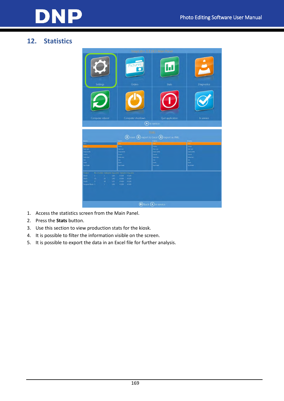 Statistics | DNP DS-Tmini Kiosk Order Terminal User Manual | Page 169 / 194