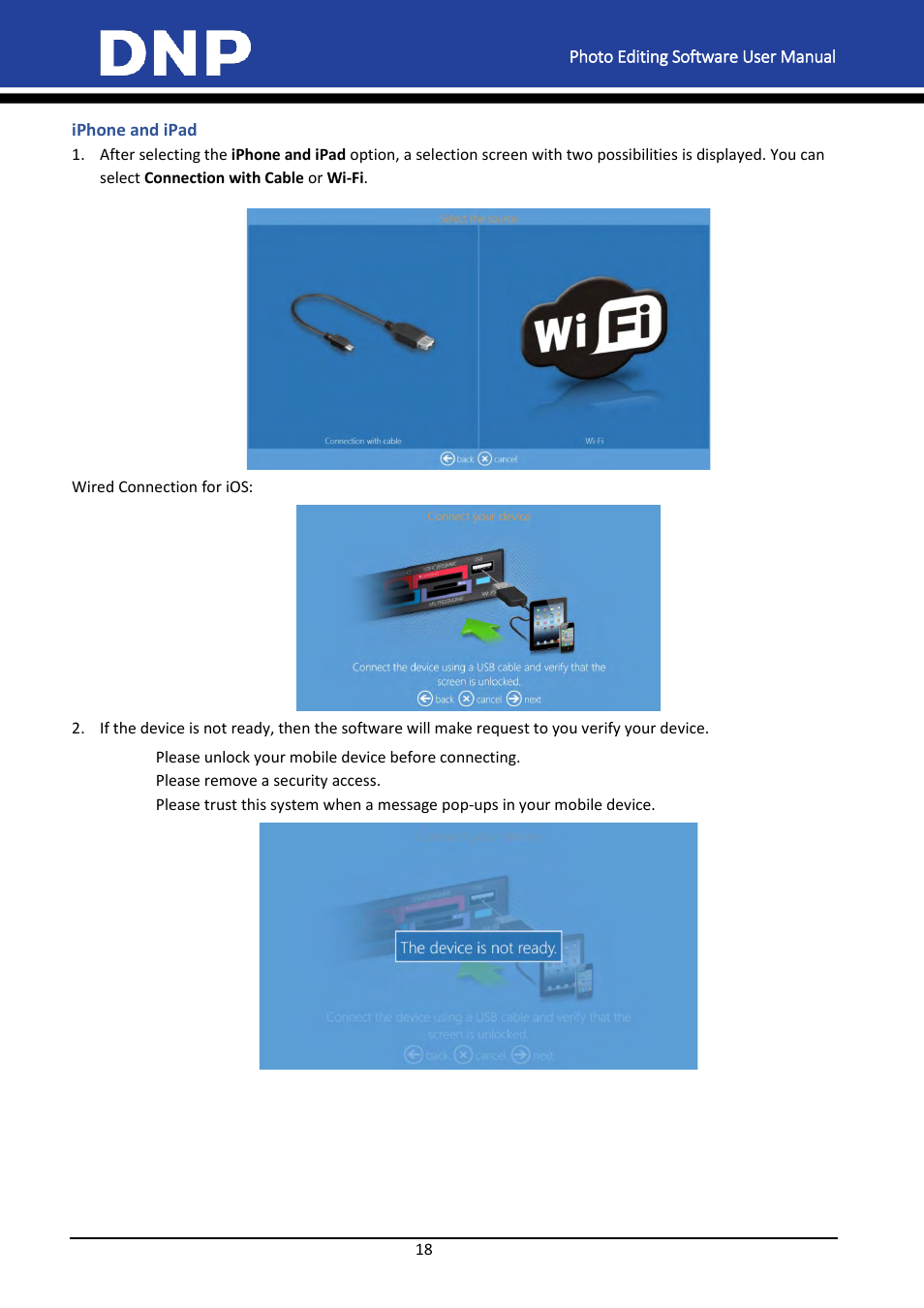 Iphone and ipad | DNP DS-Tmini Kiosk Order Terminal User Manual | Page 18 / 194