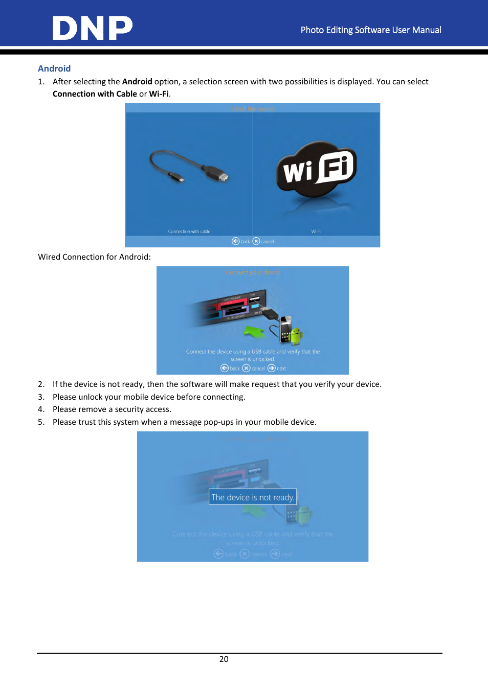 Android | DNP DS-Tmini Kiosk Order Terminal User Manual | Page 20 / 194