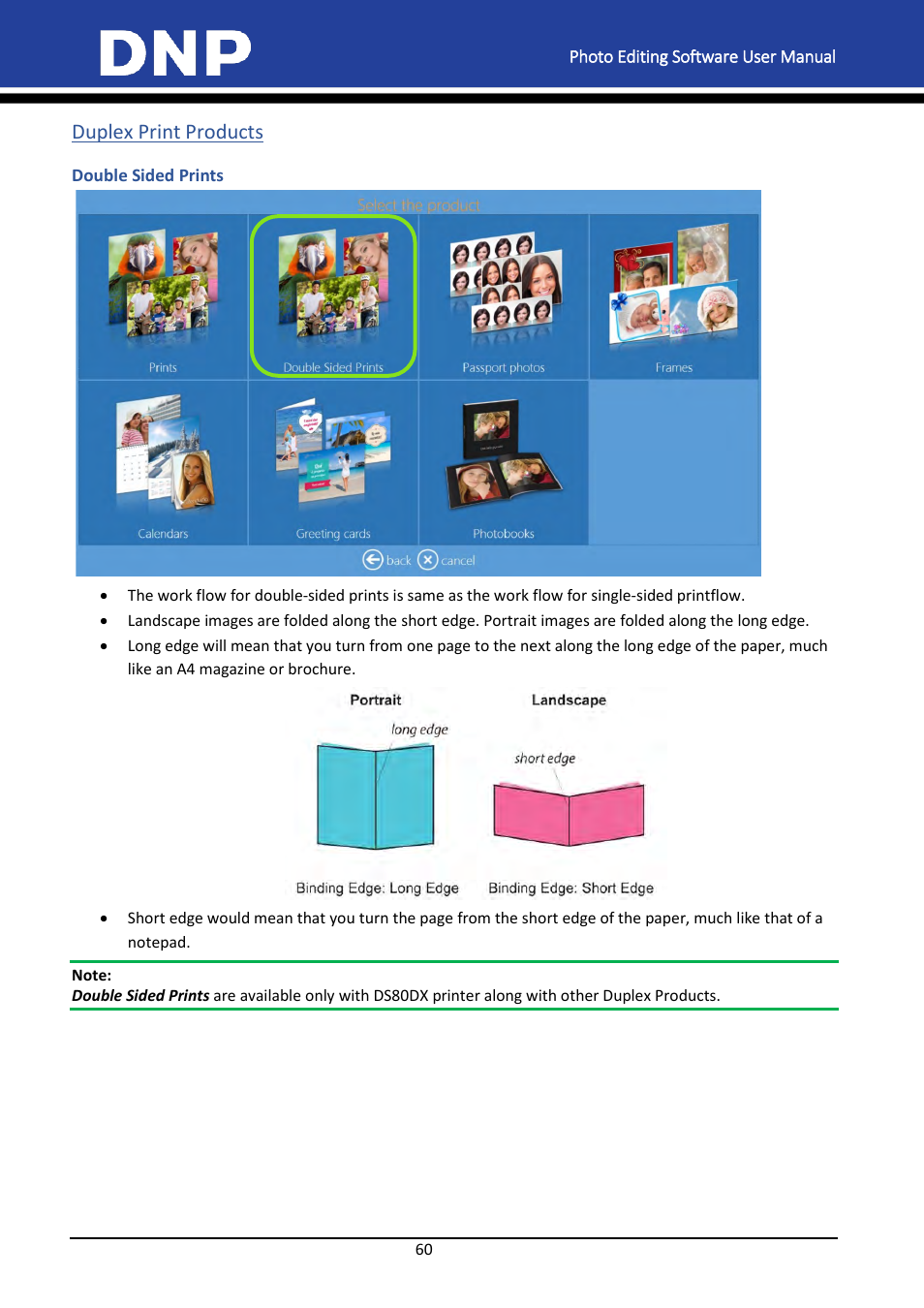 Duplex print products, Double sided prints | DNP DS-Tmini Kiosk Order Terminal User Manual | Page 60 / 194