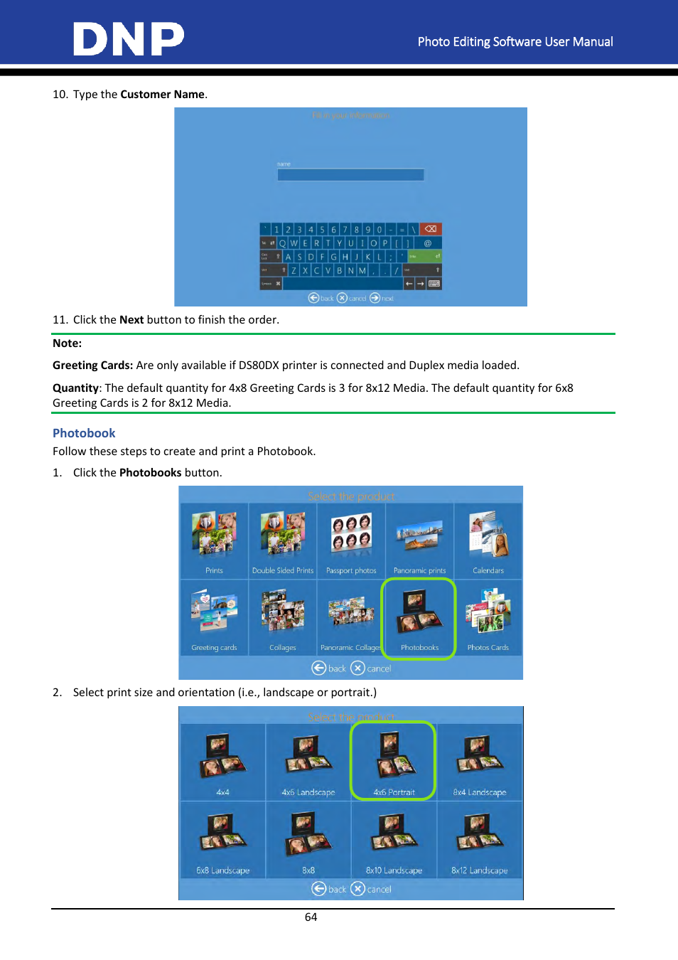 Photobook | DNP DS-Tmini Kiosk Order Terminal User Manual | Page 64 / 194