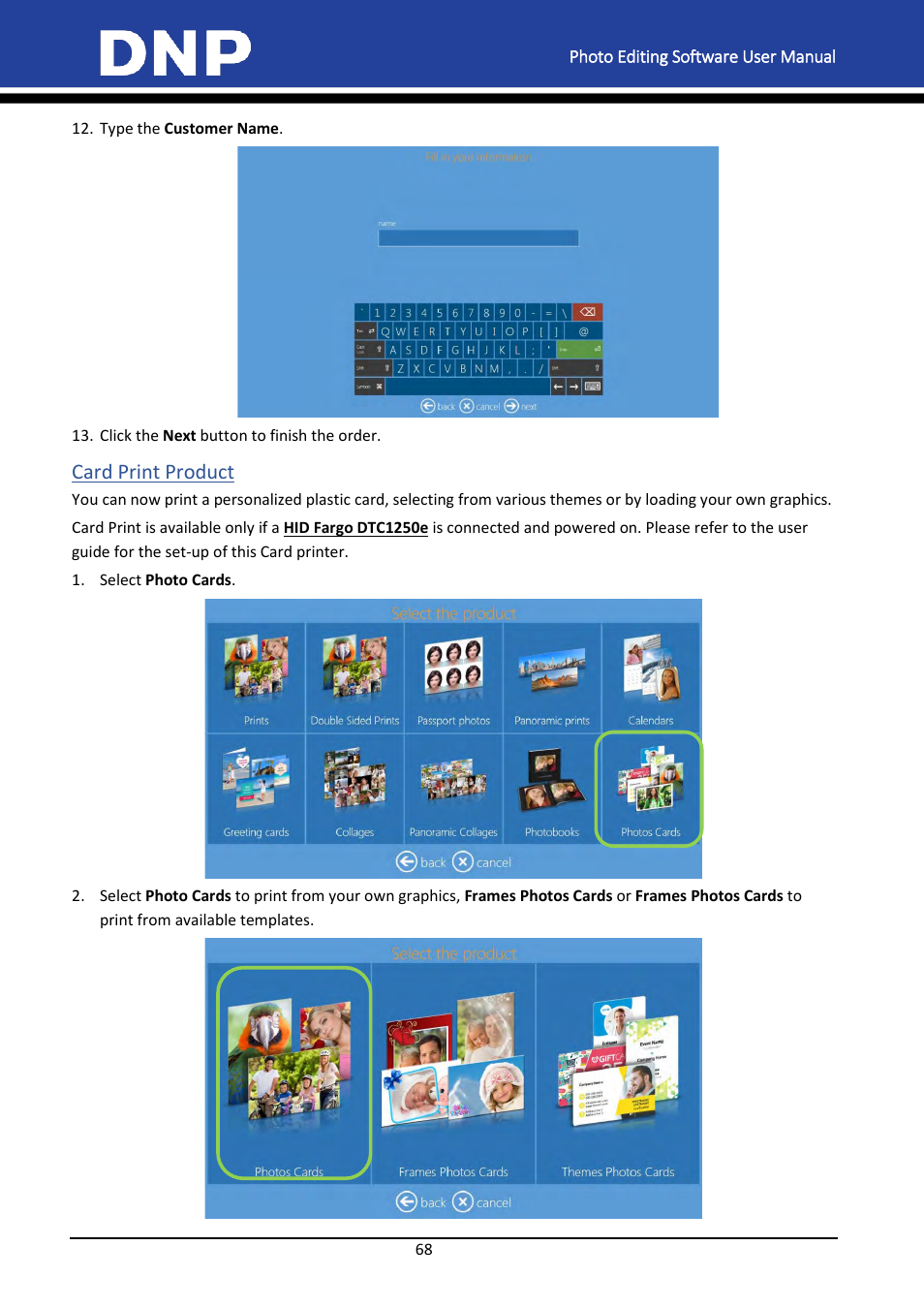 Card print product | DNP DS-Tmini Kiosk Order Terminal User Manual | Page 68 / 194