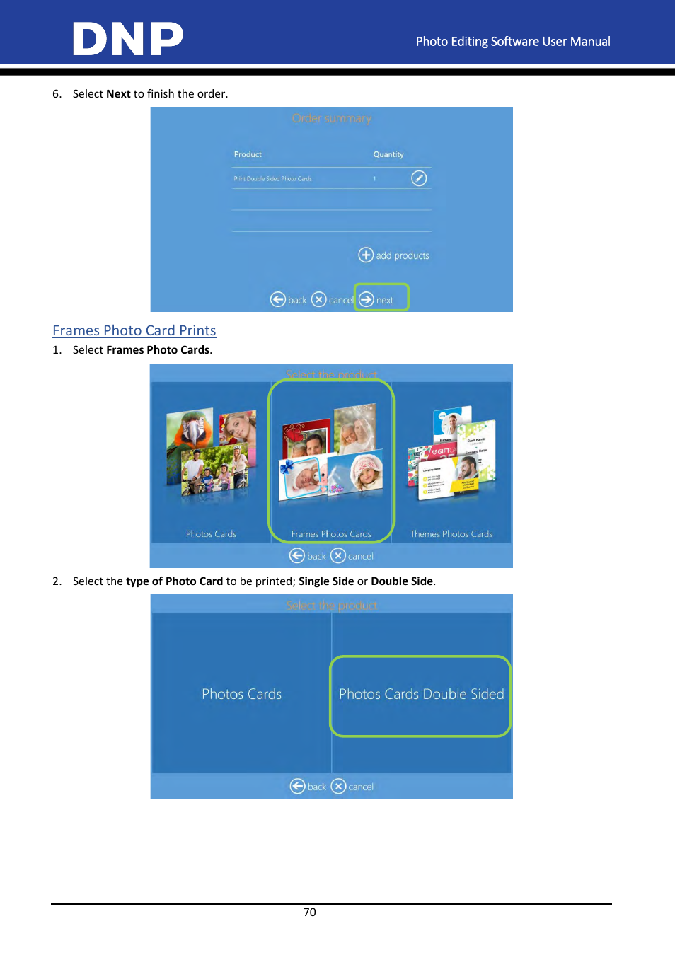 Frames photo card prints | DNP DS-Tmini Kiosk Order Terminal User Manual | Page 70 / 194