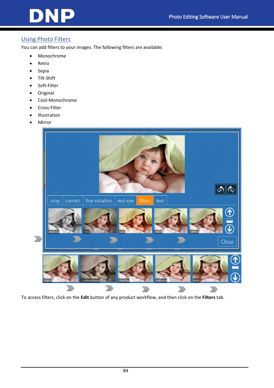 Using photo filters | DNP DS-Tmini Kiosk Order Terminal User Manual | Page 84 / 194
