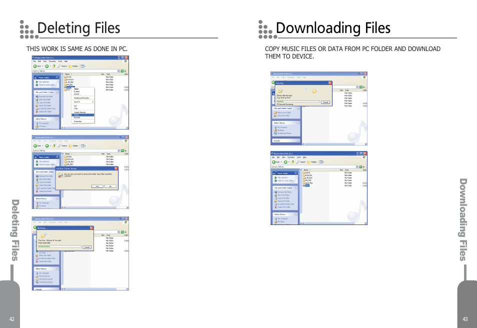Deleting files downloading files | Diasonic Tech PORTABLE DIGITAL AUDIO PLAYER DDR-5000 User Manual | Page 23 / 28