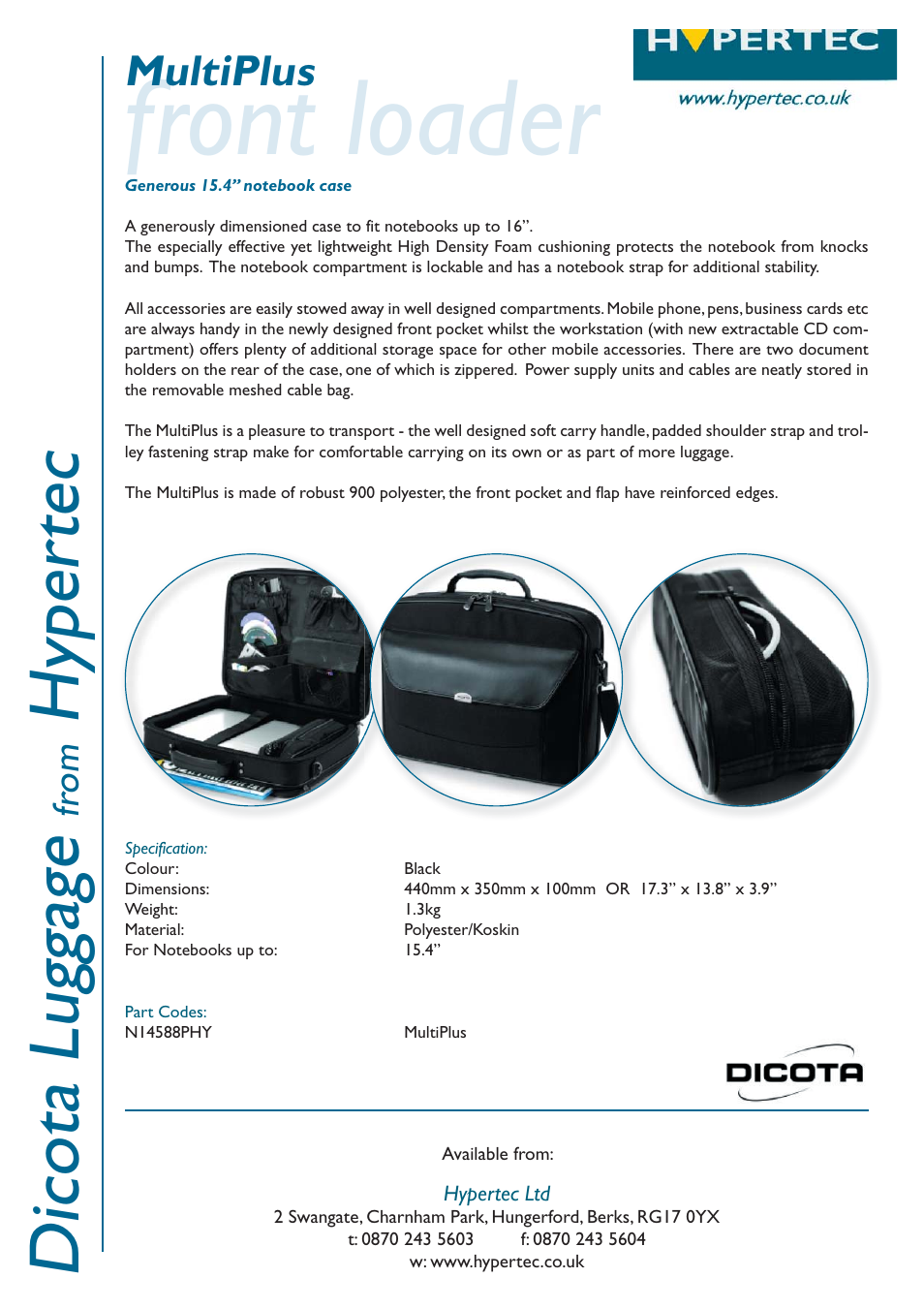 Dicota Hypertec N14588PHY User Manual | 1 page