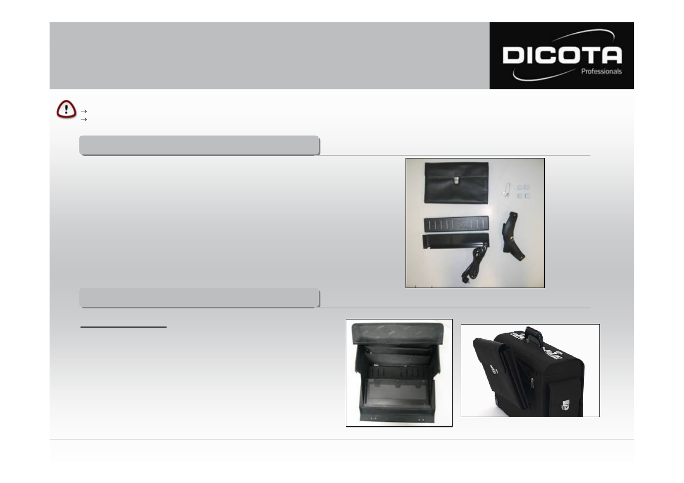 Mode d´emploi datacourier, Contenu de la boîte – datacourier, Équipement – datacourier | Dicota DataCourier none User Manual | Page 13 / 16