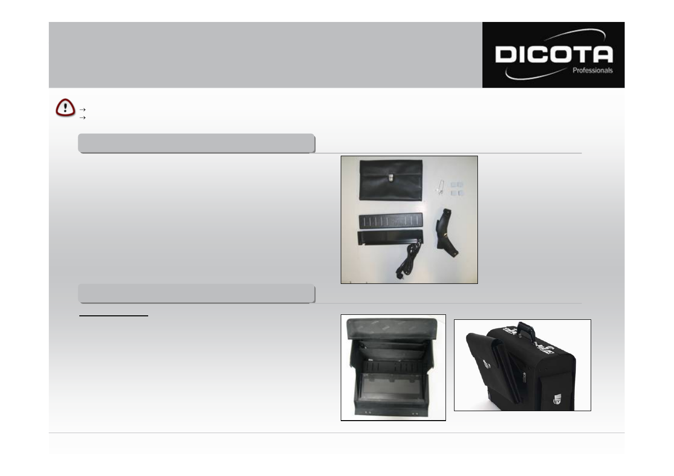 Gebrauchsanleitung datacourier, Lieferumfang – datacourier, Ausstattung – datacourier | Dicota DataCourier none User Manual | Page 3 / 16