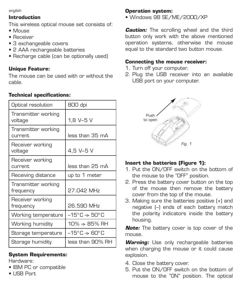 Dicota Optical Mouse User Manual | Page 2 / 14