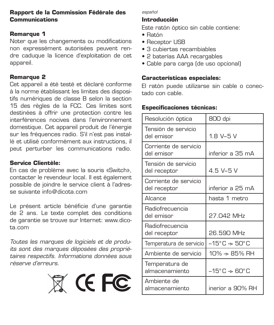 Dicota Optical Mouse User Manual | Page 9 / 14
