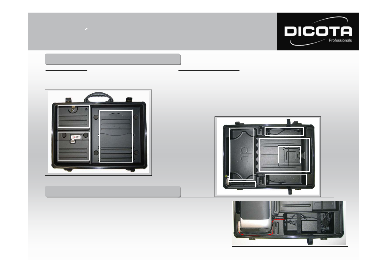 Mode d ´ emploi datadesk 450, Agencement intérieur - datadesk 450, Installation de votre imprimante portable | Dicota DataDesk 450 User Manual | Page 12 / 13