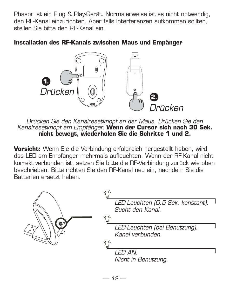 Drücken | Dicota Phasor User Manual | Page 12 / 36