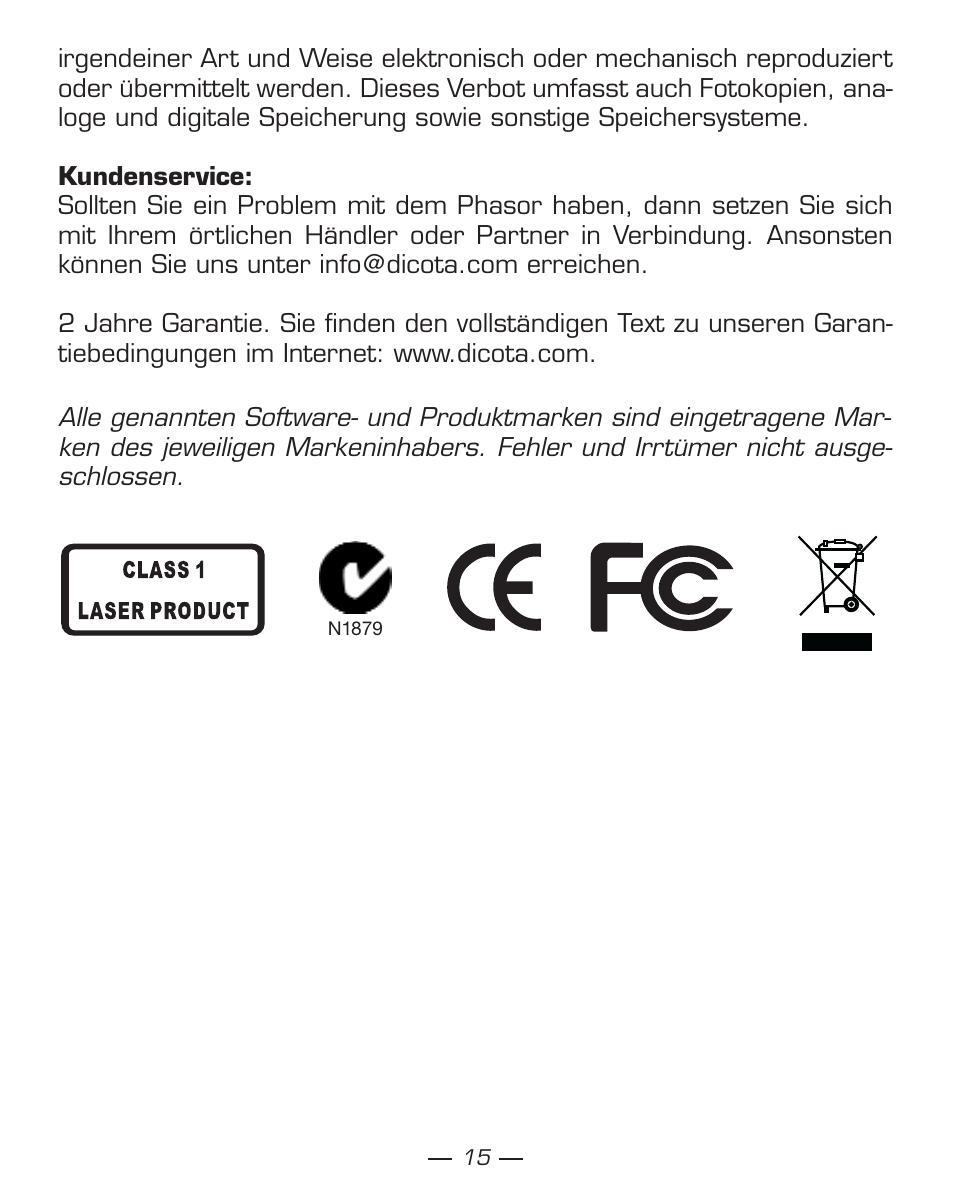 Dicota Phasor User Manual | Page 15 / 36