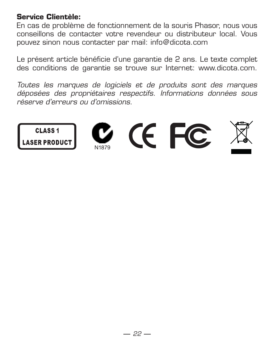 Dicota Phasor User Manual | Page 22 / 36