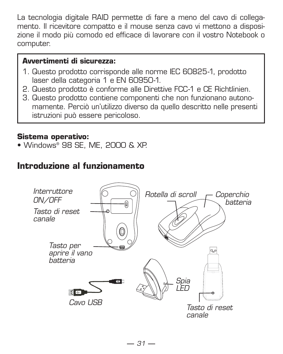 Introduzione al funzionamento | Dicota Phasor User Manual | Page 31 / 36