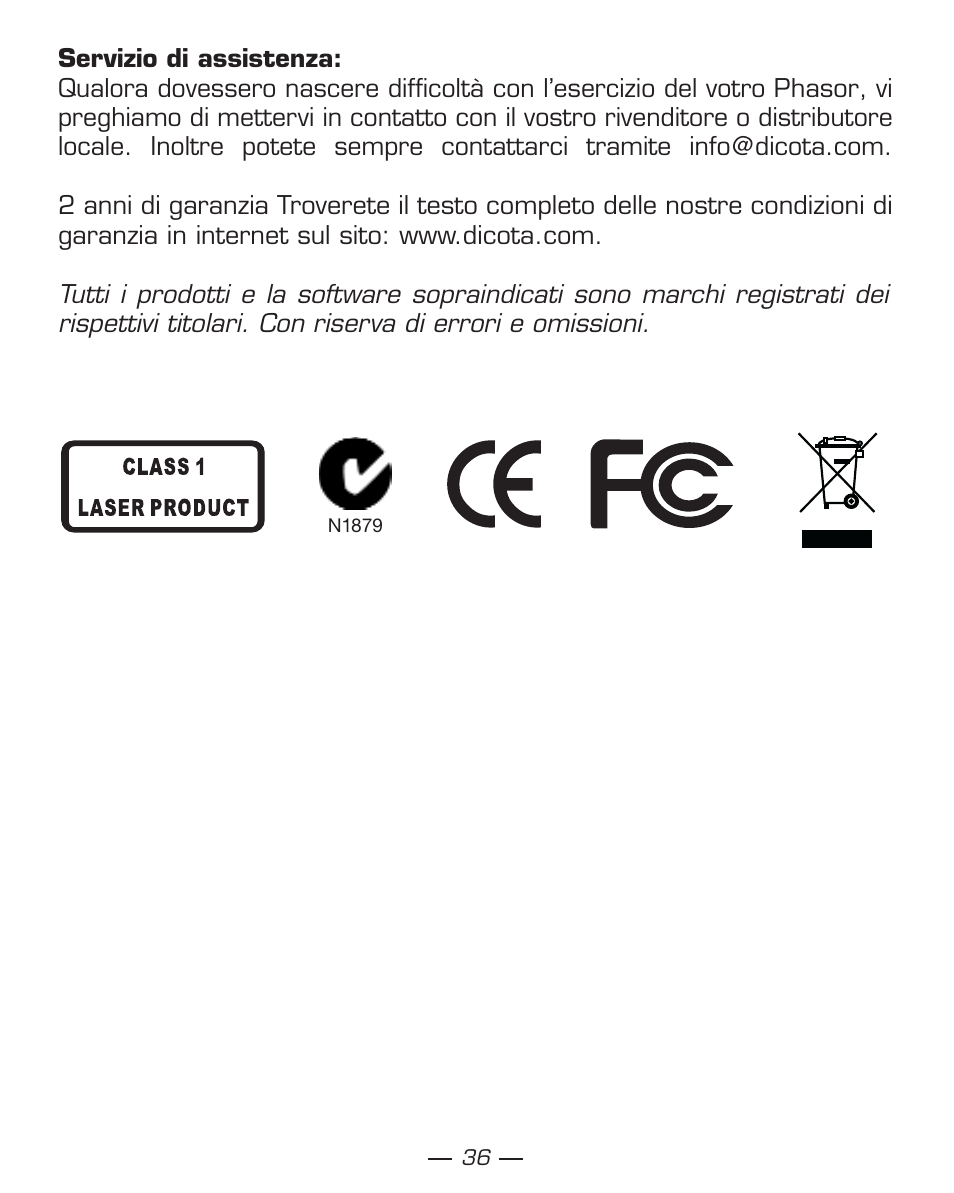 Dicota Phasor User Manual | Page 36 / 36