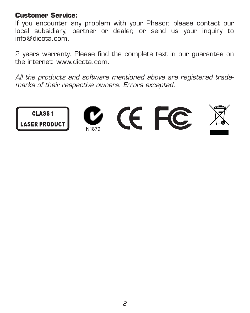 Dicota Phasor User Manual | Page 8 / 36