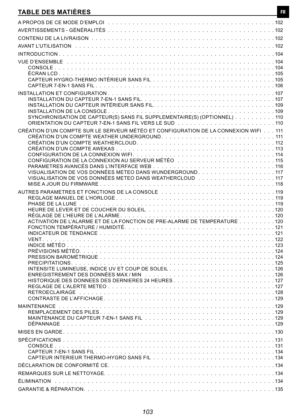 Explore Scientific 7-in-1 Sensor for 7-in-1 Wi-Fi Weather Station User Manual | Page 103 / 172