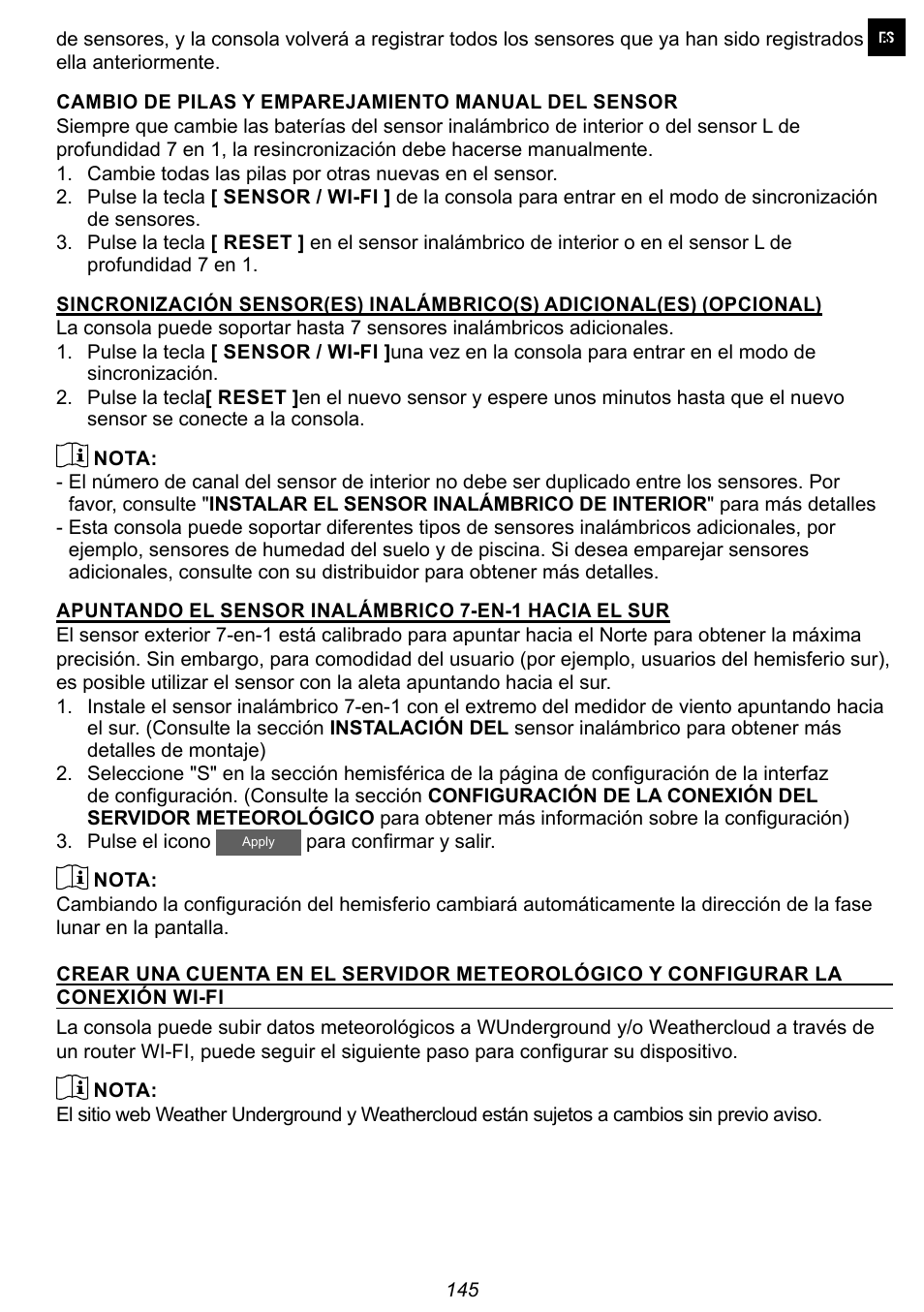 Explore Scientific 7-in-1 Sensor for 7-in-1 Wi-Fi Weather Station User Manual | Page 145 / 172