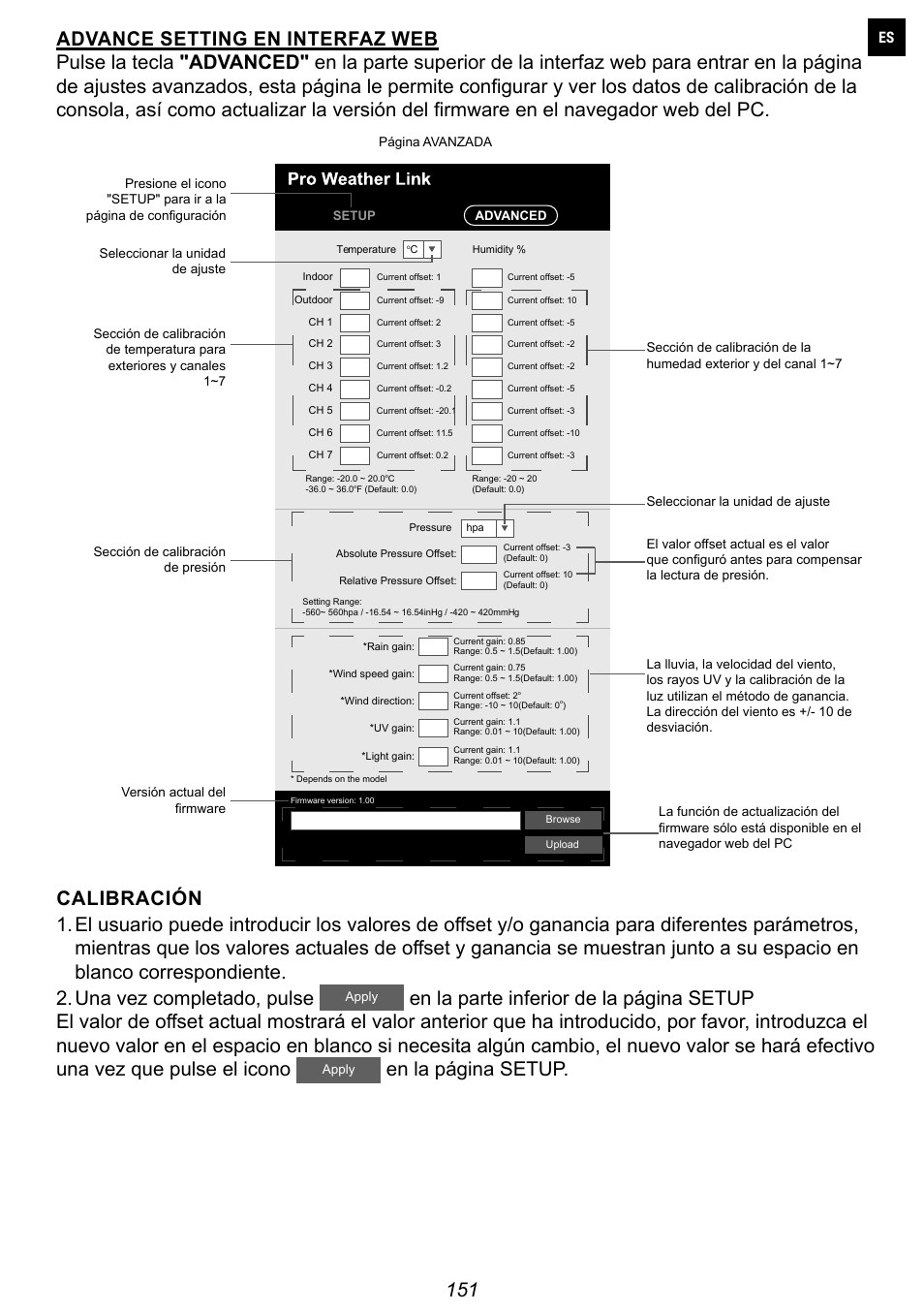 En la página setup | Explore Scientific 7-in-1 Sensor for 7-in-1 Wi-Fi Weather Station User Manual | Page 151 / 172