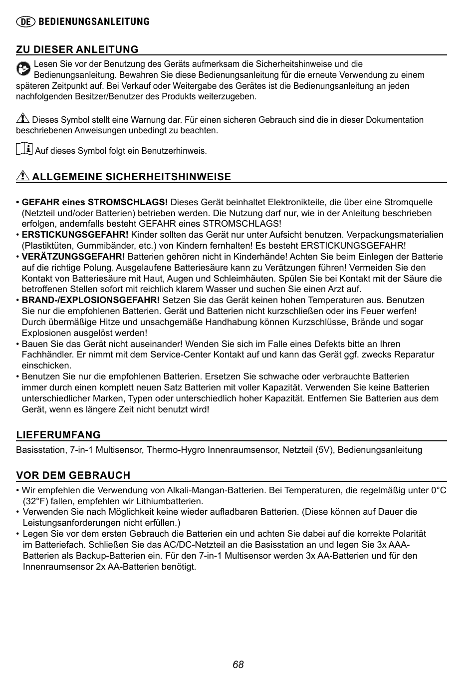 Explore Scientific 7-in-1 Sensor for 7-in-1 Wi-Fi Weather Station User Manual | Page 68 / 172