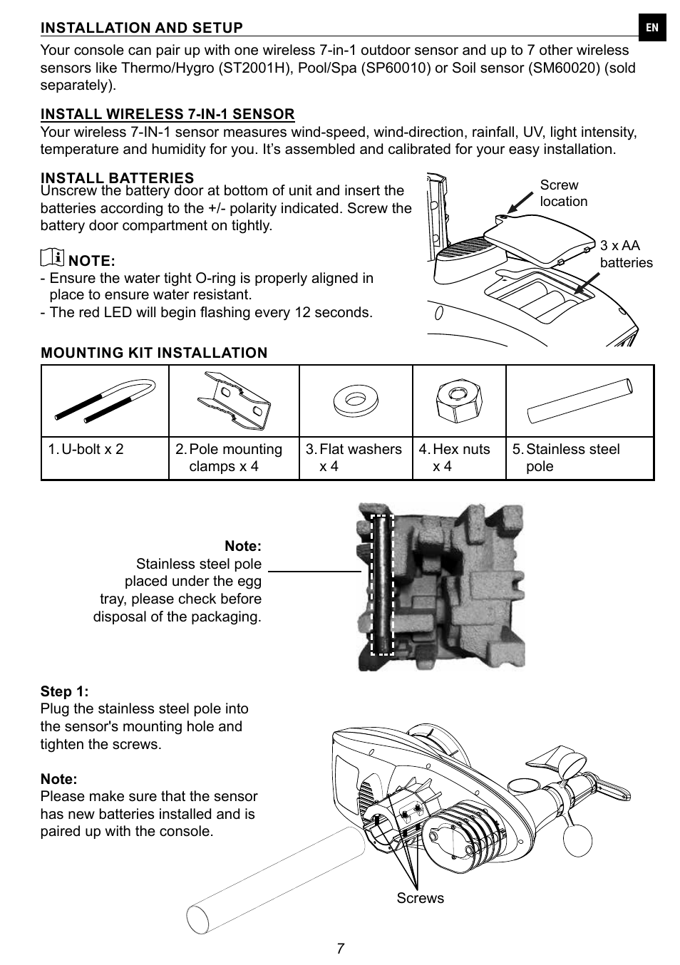 Explore Scientific 7-in-1 Sensor for 7-in-1 Wi-Fi Weather Station User Manual | Page 7 / 172