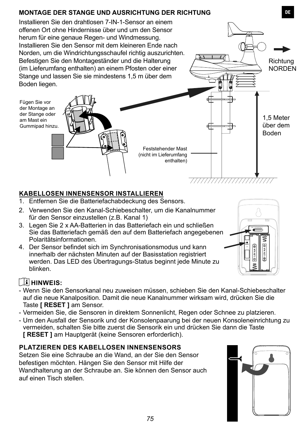 Explore Scientific 7-in-1 Sensor for 7-in-1 Wi-Fi Weather Station User Manual | Page 75 / 172