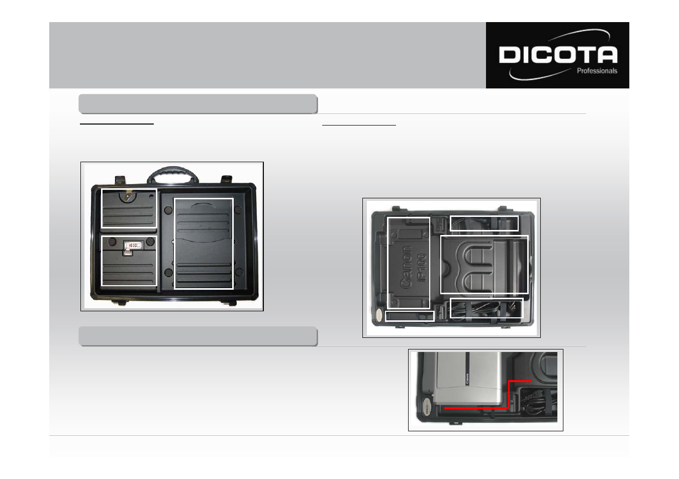 Gebrauchsanleitung datadesk 100, Innenausstattung - datadesk 100, Installation ihres mobilen druckers | Dicota DataDesk 100 User Manual | Page 4 / 13