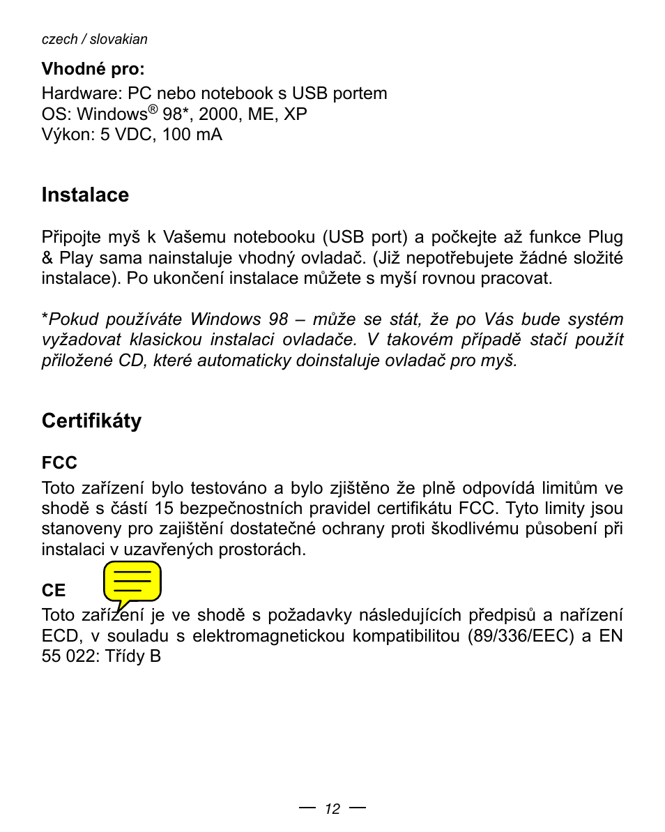 Dicota Optical USB Notebook Mouse User Manual | Page 12 / 19