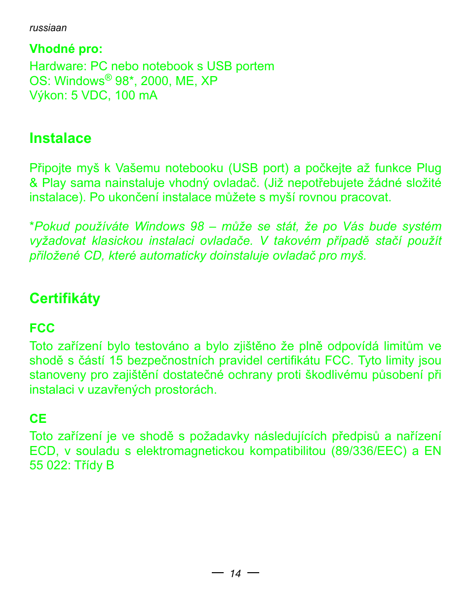 Dicota Optical USB Notebook Mouse User Manual | Page 14 / 19