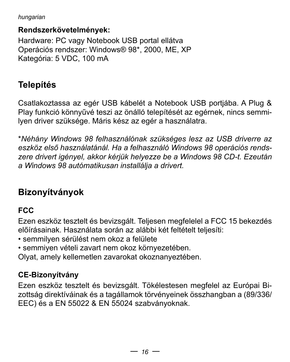 Dicota Optical USB Notebook Mouse User Manual | Page 16 / 19