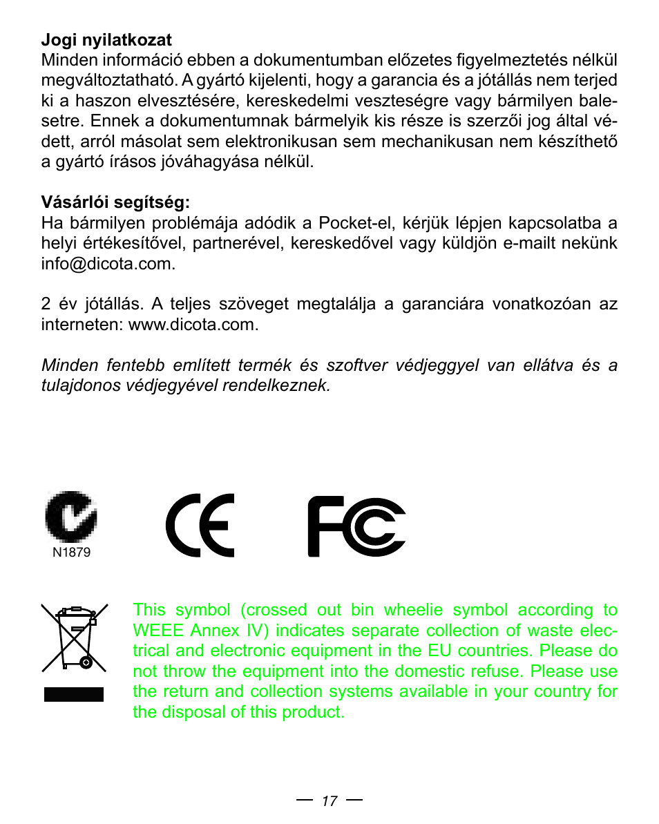 Dicota Optical USB Notebook Mouse User Manual | Page 17 / 19