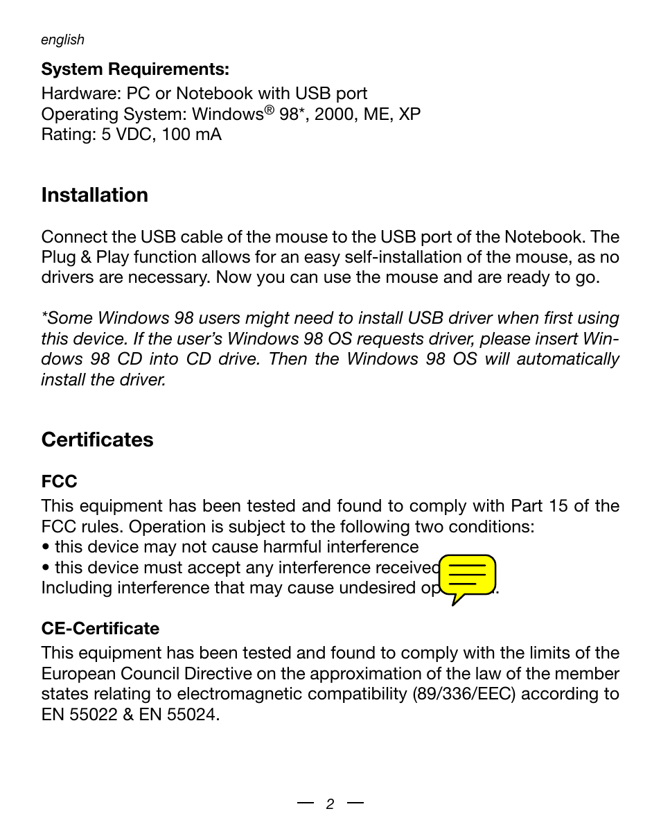 Dicota Optical USB Notebook Mouse User Manual | Page 2 / 19