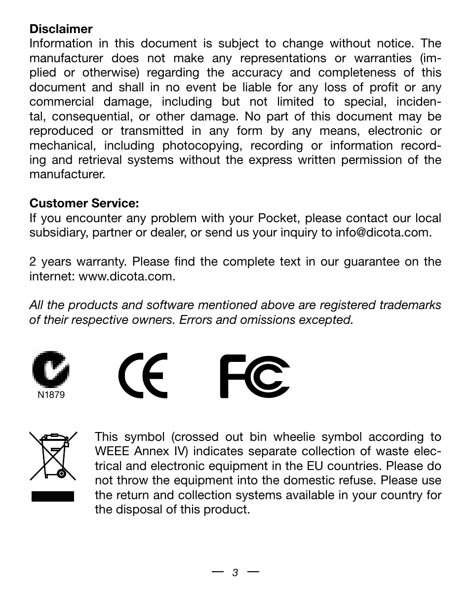 Dicota Optical USB Notebook Mouse User Manual | Page 3 / 19