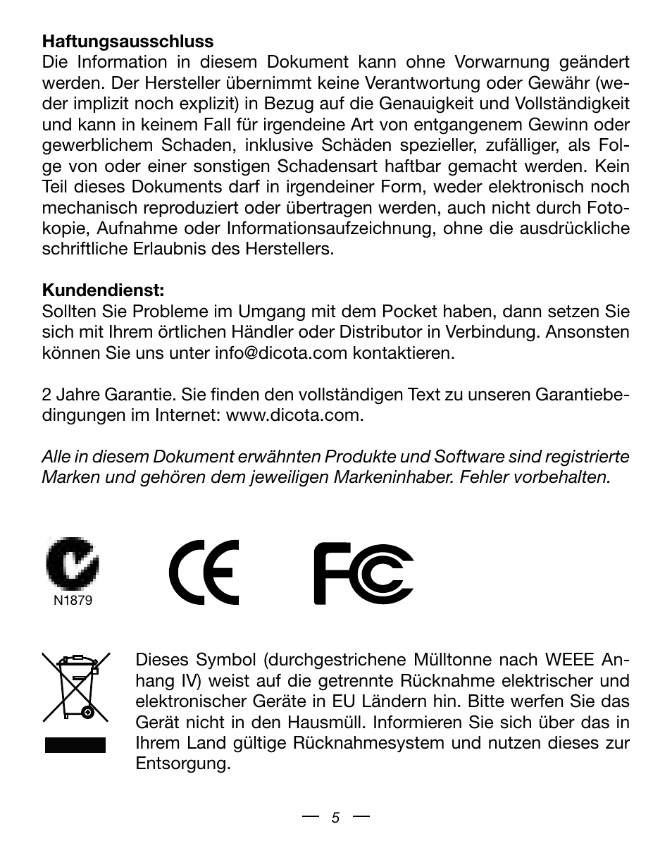 Dicota Optical USB Notebook Mouse User Manual | Page 5 / 19